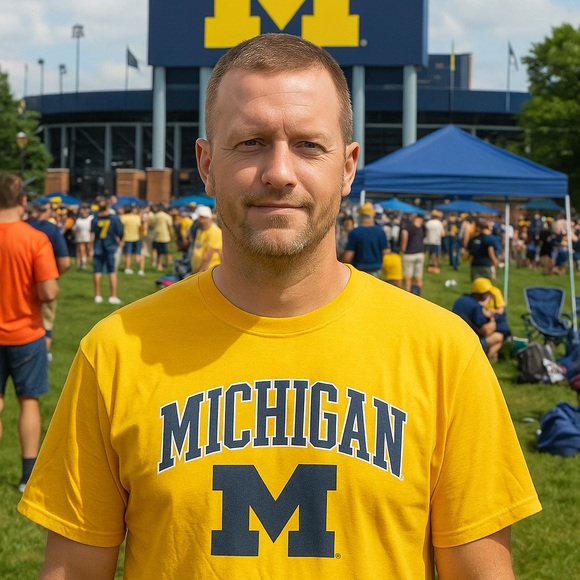 The Victory Men's Casual T-Shirt Yellow University of Michigan L Wolverines - Picture 1 of 7